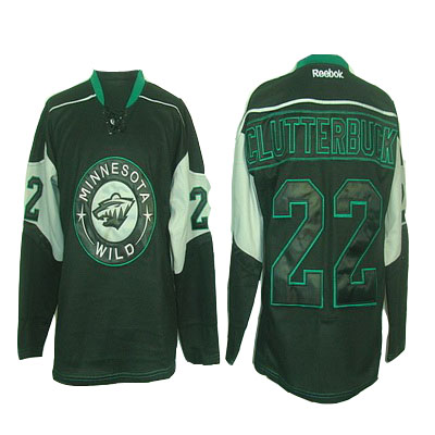 Black Ice NHL Minnesota Wild 22 Cal Clutterbuck Hockey Jersey-2012 New